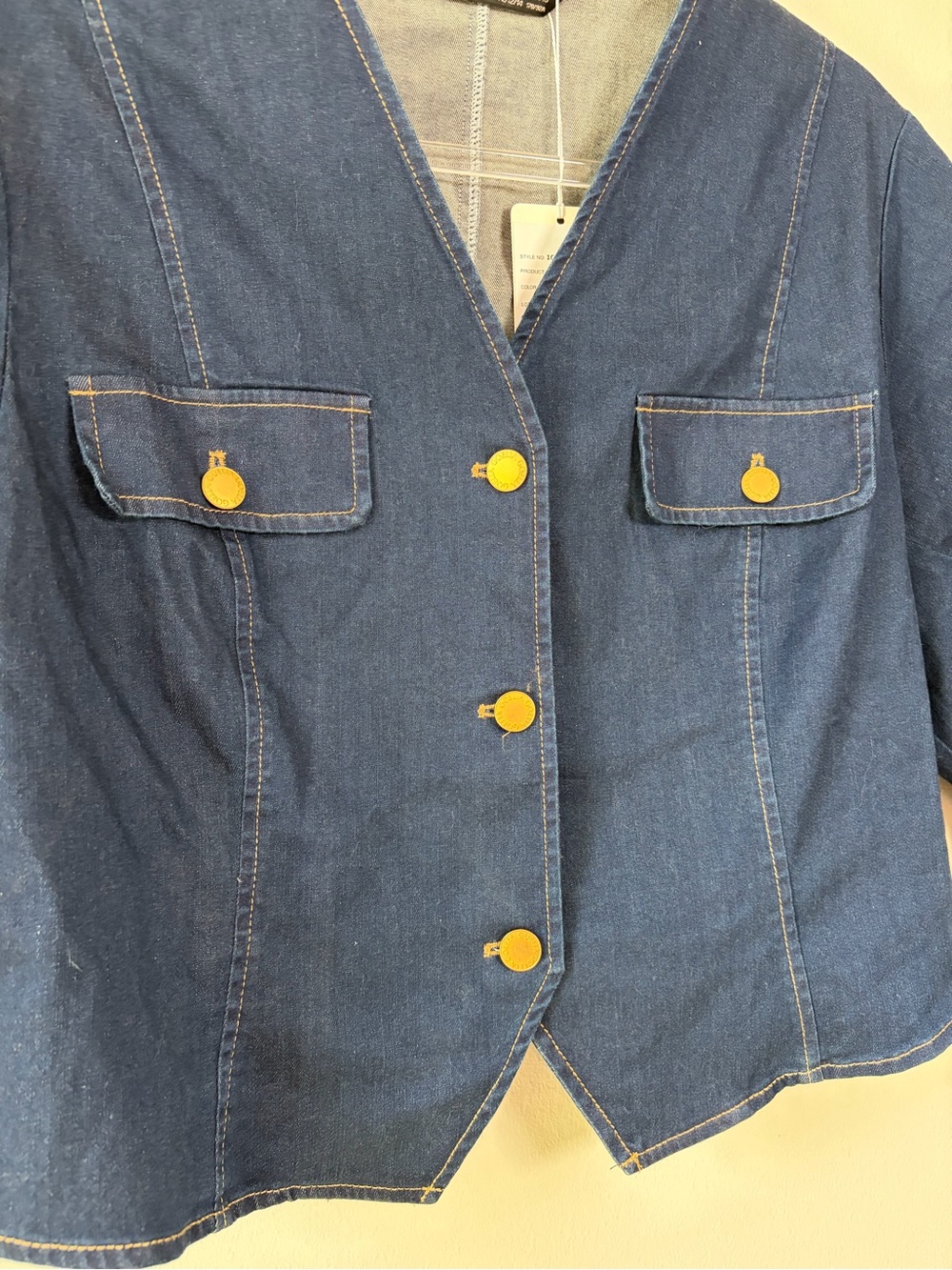 Goelia Dark Denim V-Neck Button Up Blouse Top - Picture 3 of 10